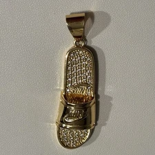 Nike Gold Tone Pave set Crystal Slide Sandal Necklace Pendant 