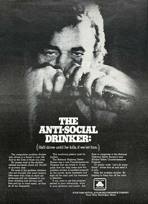 1971 STATE FARM Automobile Insurance The Anti-Social Drinker Vintage PRINT AD