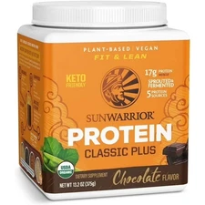 Sunwarrior Classic Plus Protein Chocolate Organic Vegan Protein Powder with BCAA