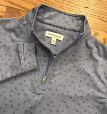 Peter Millar Boy's Blue Performance Quarter Zip Golf Cart Print M Medium