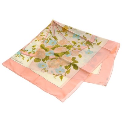 HERMES Carre 90 ROMANTIQUE Silk Scarf Pink x White