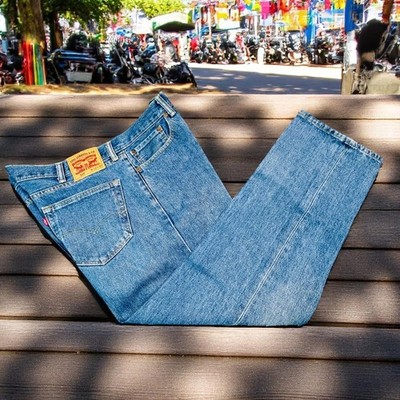 Levis 505 Jeans Relaxed Mens 42x30 Western Work Cowboy Medium Wash Tapered Leg