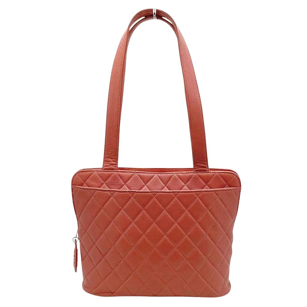 Chanel Matelasse Caviar Leather Tote Pink Silver Chain Used