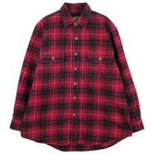 Used FIELD and STREAM long-sleeved heavy flannel check shirt men's size L eq...