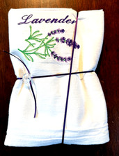 New Lavender Flour Sack Towel Purple embroidered 18.5 x 62