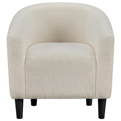 Barrel Chair, Soft Sherpa Accent Chair Side Chair Club Chair Modern Style, Ivory