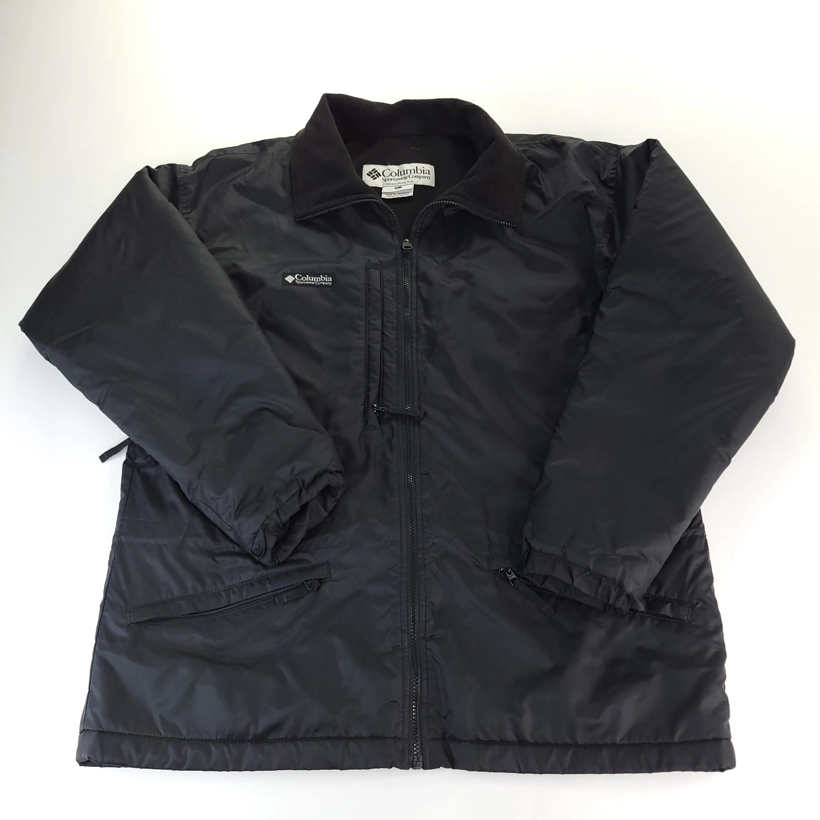 Columbia Jacket Mens Large Black Fleece Lined Insulated Hiking Ski Snowboarding