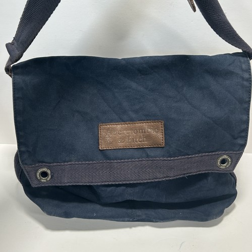 Abercrombie & Fitch Men's Navy Canvas Messenger Bag Crossbody Shoulder Satchel