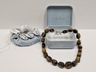 Vintage Tiger's Eye Necklace 925 Sterling Silver Gemstone Toggle Clasp — photo 1