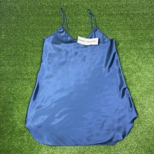 Vintage 90s Secret Treasures Blue Satin Nightgown Lingerie Women's Large - READ