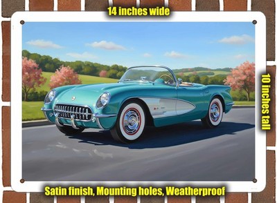 Metal Sign - 1954 Chevrolet Corvette Oil Painting - 14x10