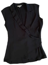 CAbi Pay Day Origami Top sz Medium Black Style 757 Surplice V-Neck Side Gathers