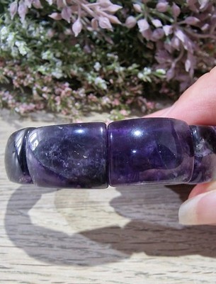 Amethyst Kristall Armreif Armband 14 mm elastisch Heilung Edelstein Schmuck
