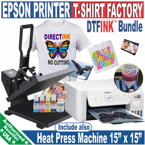 Complete Kit DTF Printing Epson printer & Heat Press 15x15 Bundle A+