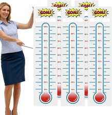 KIUKIUO 5 Pcs Fundraising Thermometer Charts 10 x 40 Dry Erase Goal Trackers