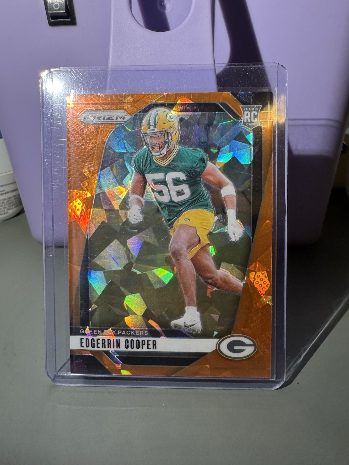 2024 Panini Prizm - Edgerrin Cooper #331 Orange Cracked Ice Prizm (RC). Packers.