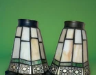 2 Hampton Bay Sonoma Tiffany Style Glass Lamp Shades Cream Green 2 1/4” Fitter
