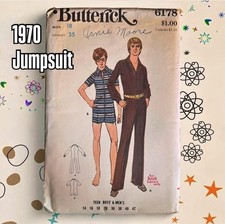 Butterick 6178 Men s Jumpsuit VTG 1970 Sewing...