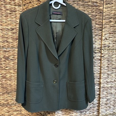 Escada Hunter Green Wool Blazer Jacket Tailored Size 44 (US 14)