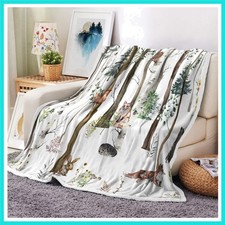 Rustic Lodge Forest Cabin Throw Blanket, Country Hunting Woodland Fleece, Wil...