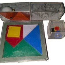 Vintage Lot Of 3 Cube Plastic Puzzle Brain Teaser Twisted Games Free Shipping 