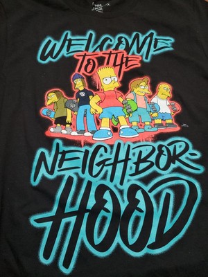 The Simpsons Welcome To The Neighborhood Black Graphic Tshirt NWT