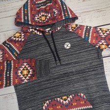 Hooey Pullover Hoodie Western Aztec Women  s Size Small Gray Multicolored