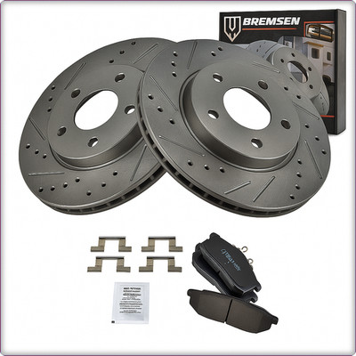 2x GEBOHRT BREMSSCHEIBEN BREMSKLÖTZE HINTEN FÜR FORD MUSTANG 2005 - 2014 300mm