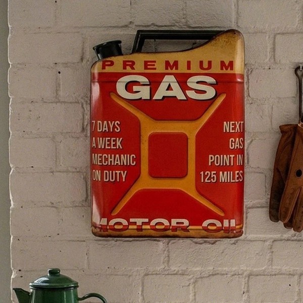Premium Gas Wandschild Aus Eisen, Rot Mit Patina, Gestanzt, H.48 Cm-image