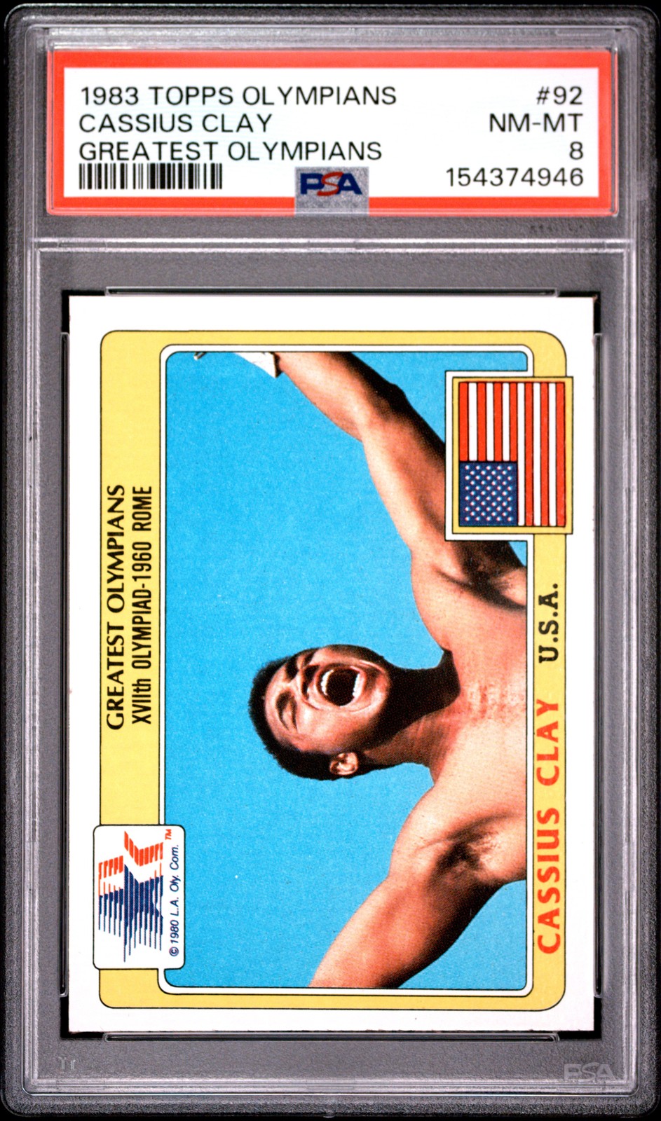 1983 TOPPS HISTORY'S GREATEST OLYMPIANS #92 CASSIUS CLAY PSA 8 view 1