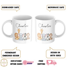 Personalised Children Kids Mug Animal Custom Fun drinks Cup Gift
