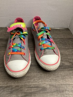 Converse Chuck Taylor All Star Low Top Junior 6 Double Tongue gray, pink, yellow