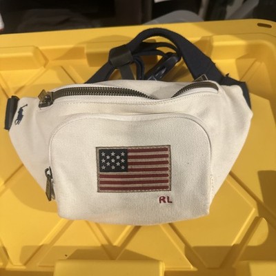 Polo Ralph Lauren Waist Pack USA Flag Fanny Pack Estate Cream Carry Bag NWT