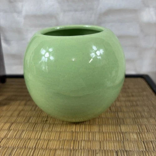 Haeger Pottery USA Round Light Green 3.5" Orb Planter Vintage As Is See Photo