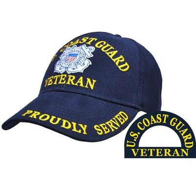 US COAST GUARD VETERAN PROUDLY SERVED NAVY BLUE EMBROIDERED Cotton Hat Cap