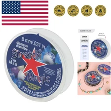 Elastic Beading Cord – Clear Color, 0.8mm in Diameter, 5-Meter 16.4 ft - Easy...
