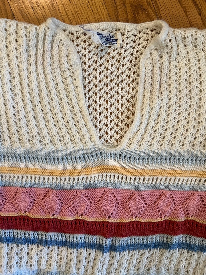 Top tejido manga gorra vintage verdadero hippie boho Free People años 60-70 para mujer Foto 2 de 4