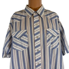 Vintage H Bar C Western Shirt Mens Size 16 Mr Tall Pearl Snap Ranch Made In USA