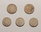 Barber Quarters and Nickles - Lot of 5 Coins Multiple early dates