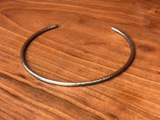 Vintage Hammered Solid Sterling Silver Collar Choker Torc Artisan Made Signed