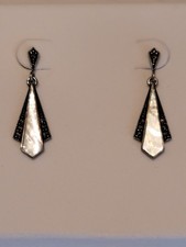 925 Sterling Silver Mother of Pearl Marcasite...