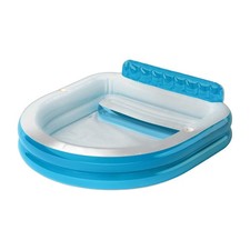 Sun Squad Family Lounger Pool with Bench 89x83x27 Inflatable Cup Holders New