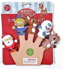 Rudolph The Red Nosed Reindeer Christmas Holiday 5 Piece Finger Puppets NEW