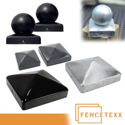 METAL FENCE POST CAPS | Anthracite / Galvanised / Black | Ball or ...