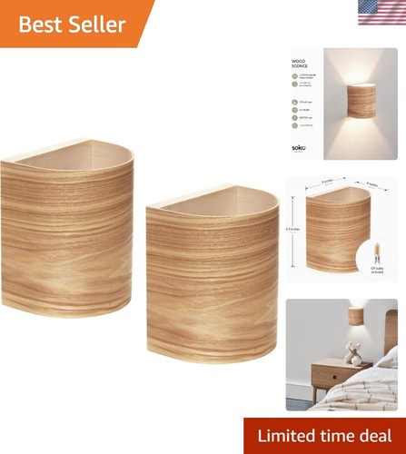 Set of 2 Dimmable Listed Wood Wall Sconces - Ash Finish for Rustic Ambiance