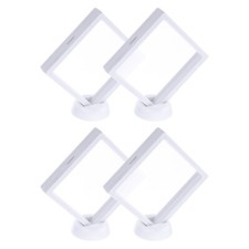 4 Pcs 3D Floating Display Case, 4.33 x 4.33 x 0.8 Inch Display Holder, White