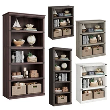 Industrial 3-5 Shelf Wood Bookcase Bookshelf Storage Display Rack Book Shelving