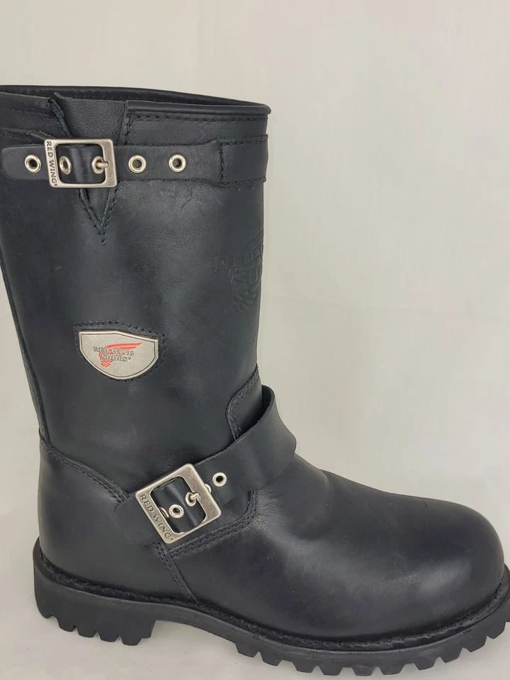 Red Wing Engineer 988 Steel Toe Motorctcle Boots Black Leather Biker Mens 8 D - Image 2 of 4