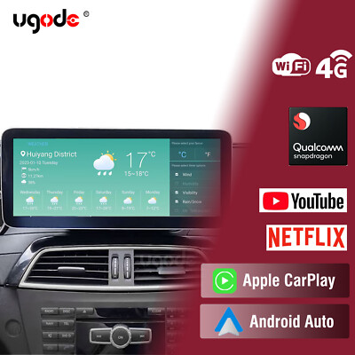 12.3'' Android 13 Screen For Mercedes C W204 NTG4.5 Apple Carplay GPS Monitor