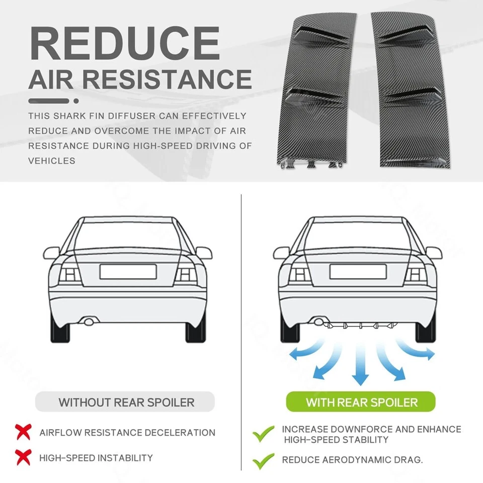 Difusor de parachoques trasero de carbono Fit E90 E92 F30 F10 G30 5 aletas alerón divisor de labios Foto 3 de 4